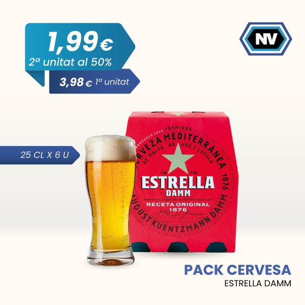 PACK CERVESA ESTRELLA DAMM 25 CL X 6 U
