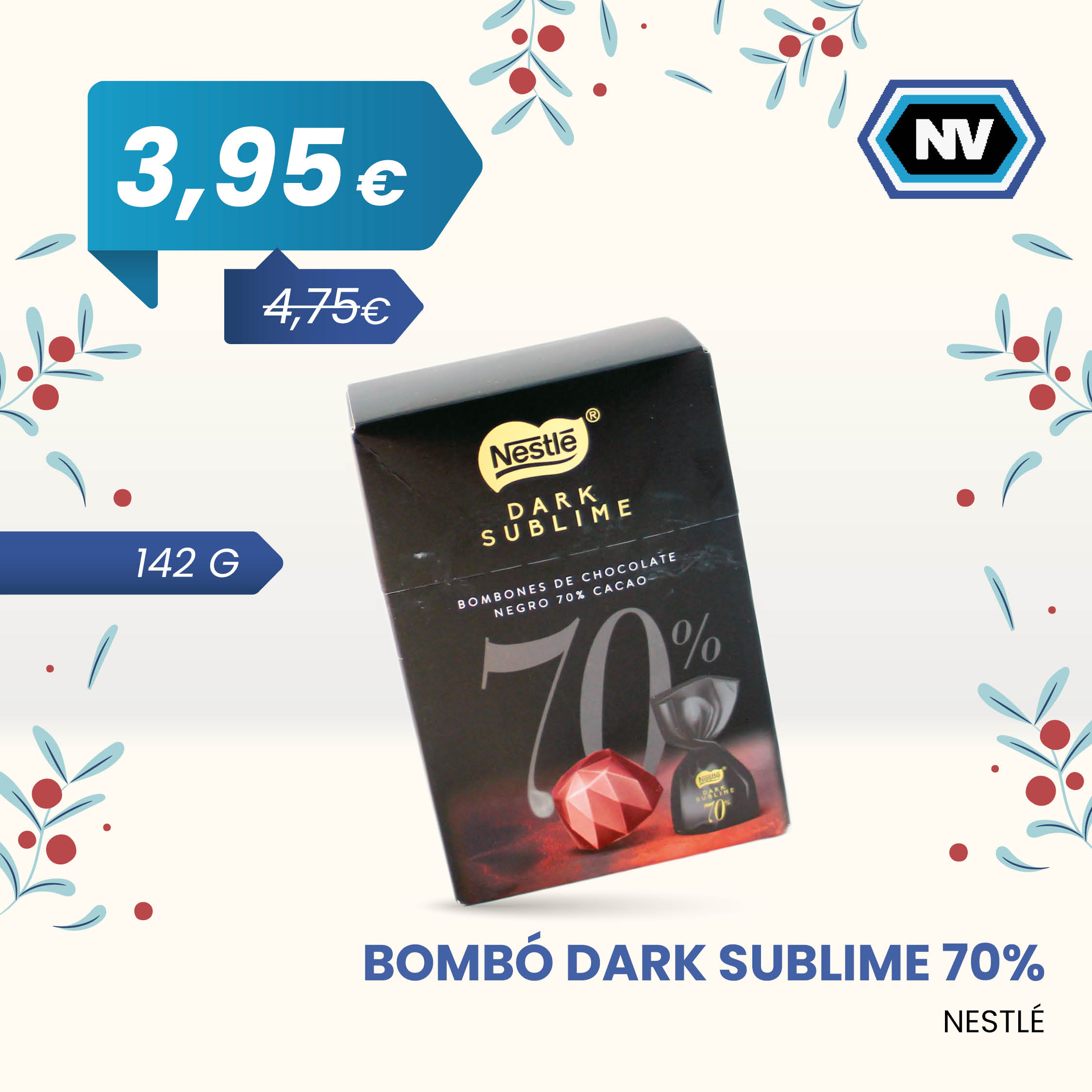 BOMBÓ DARK SUBLIME 70% NESTLÉ 142 G