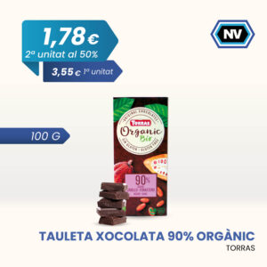 TAULETA XOCOLATA 90% ORGÀNIC TORRAS 100 G