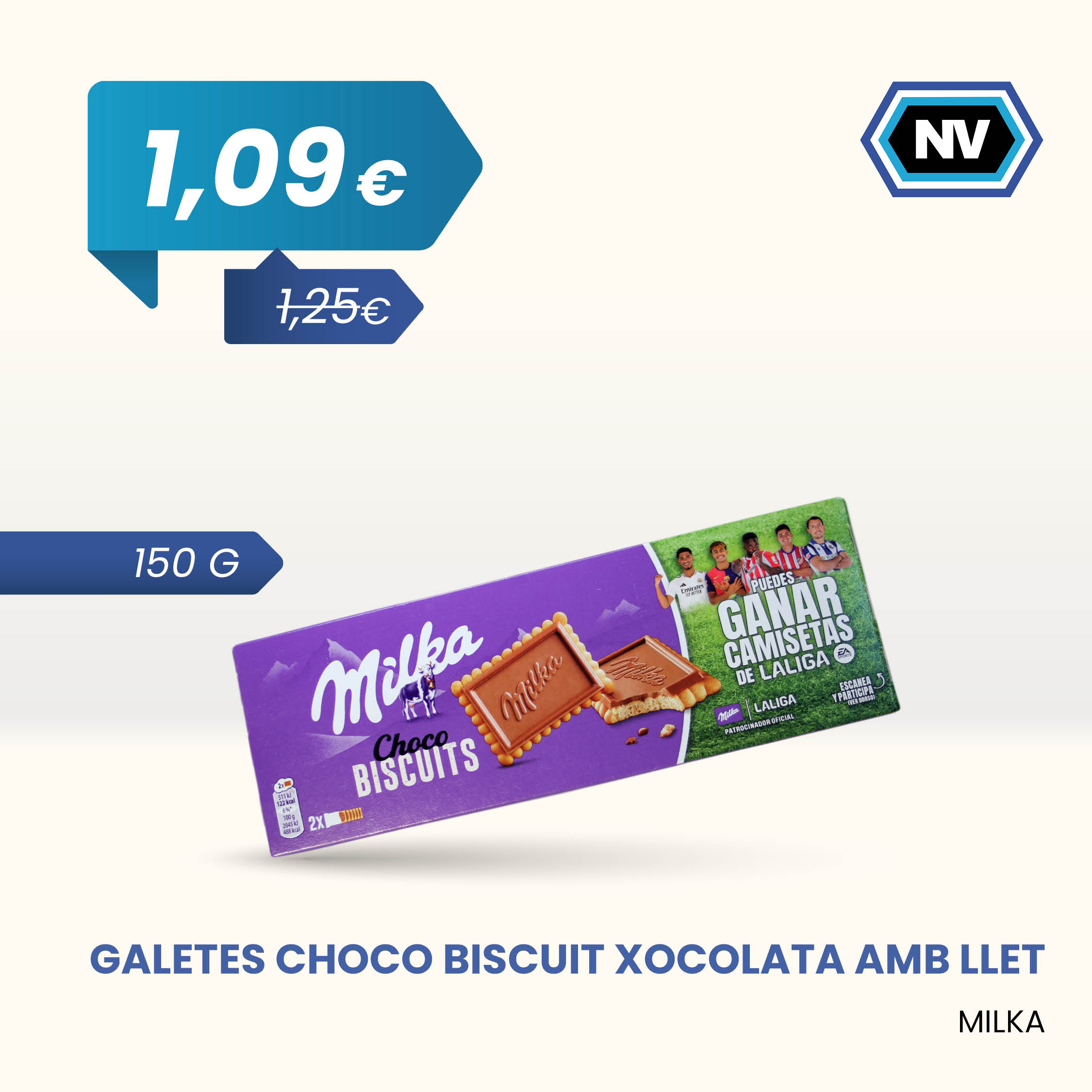 GALETES CHOCO BISCUIT XOCOLATA AMB LLET MILKA 150 G