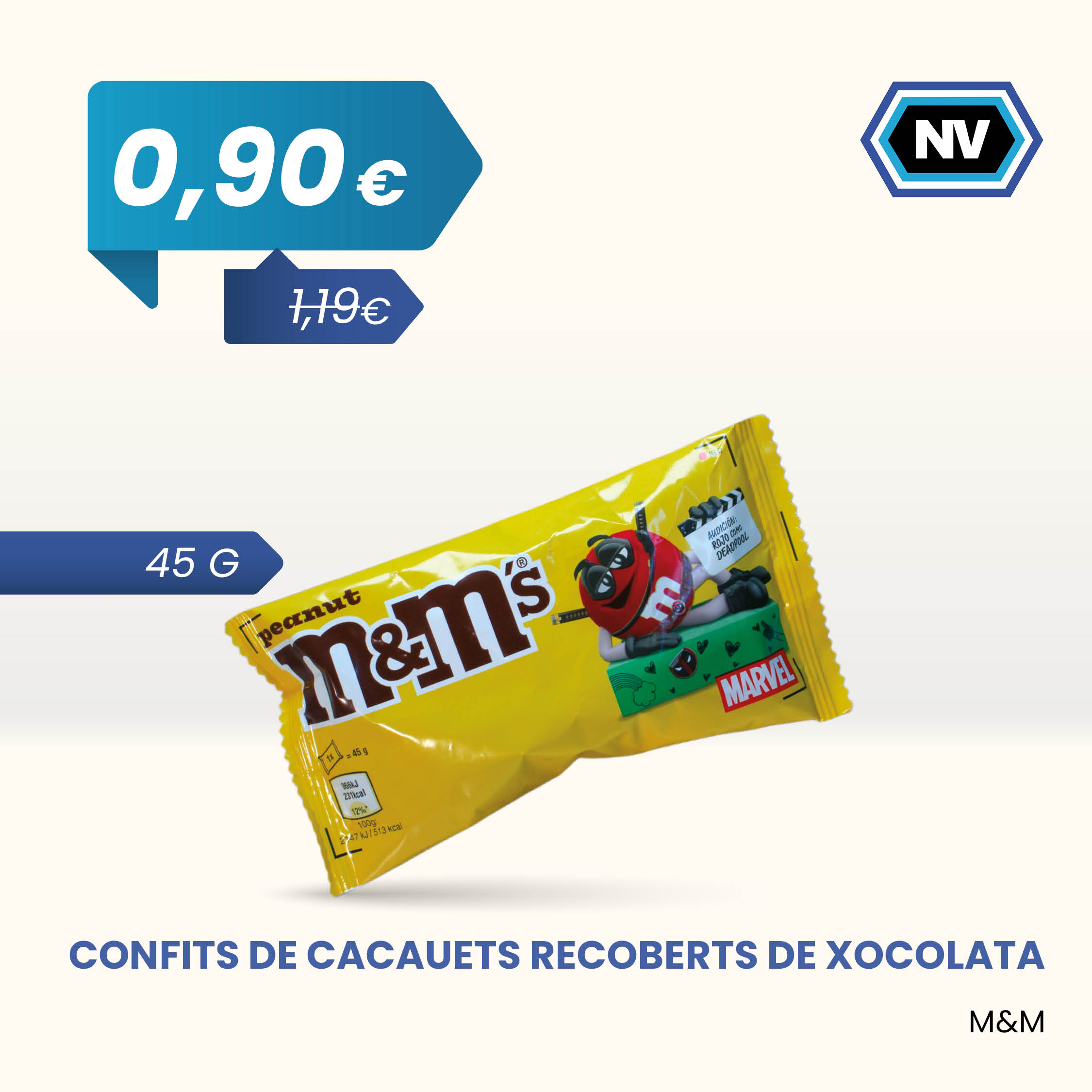 CONFITS DE CACAUETS RECOBERTS DE XOCOLATA M&M 45 G