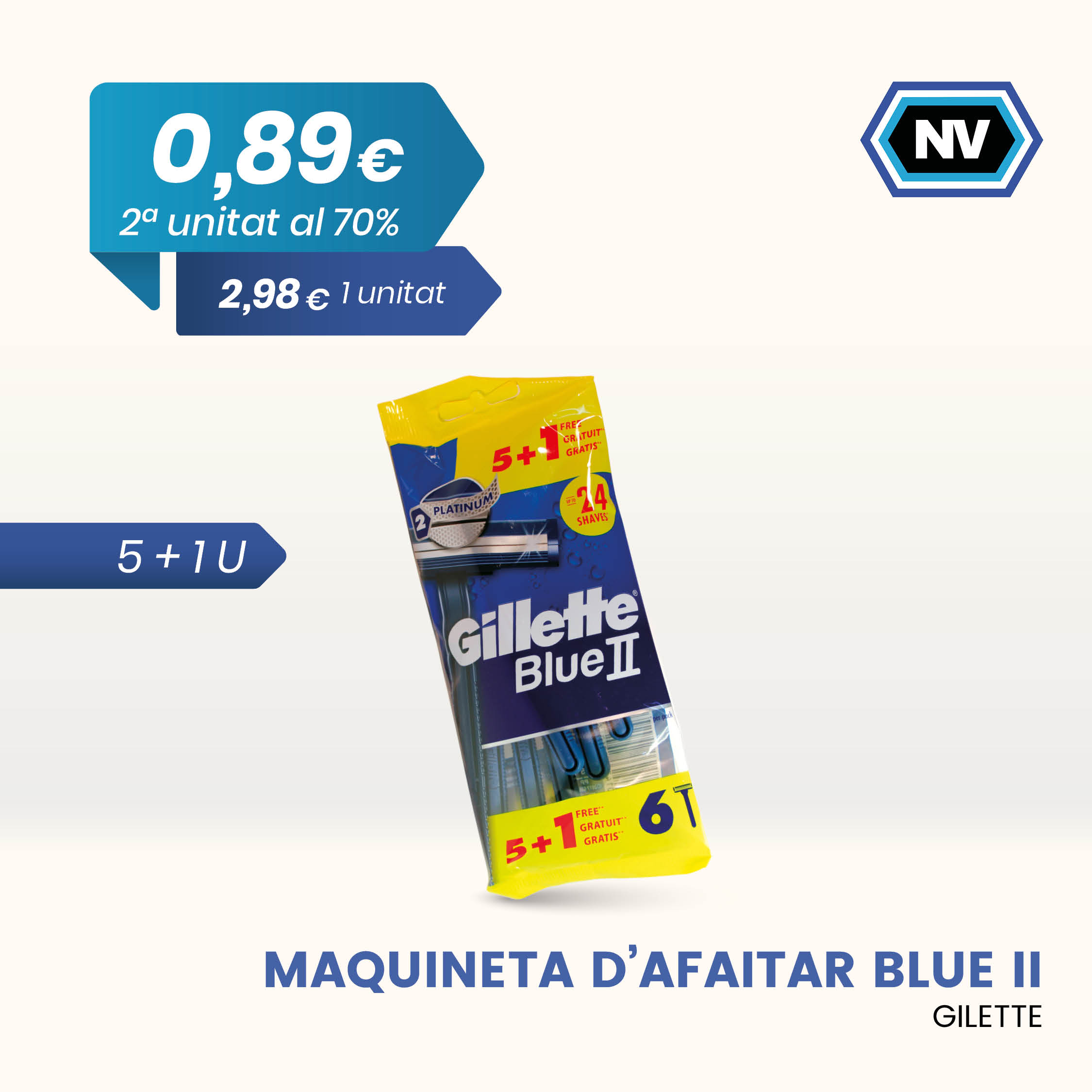 MAQUINETA D’AFAITAR BLUE II GILETTE 5 + 1 U