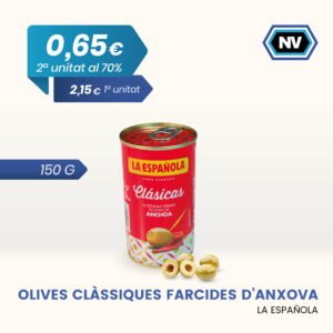 OLIVES CLÀSSIQUES FARCIDES D’ANXOVA LA ESPAÑOLA 150 G